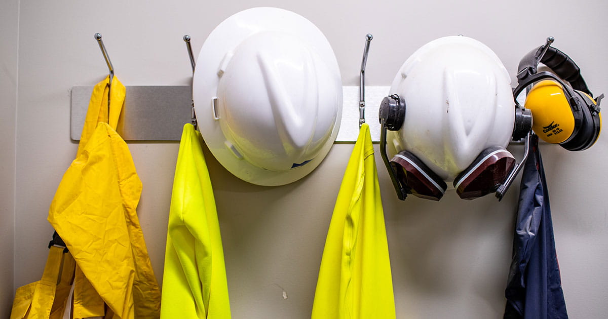 PPE on hooks